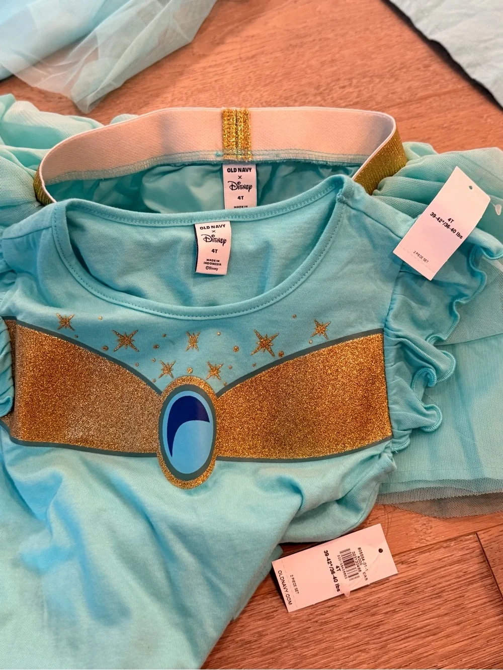 NWT Old Navy Disney Princess Jasmine Girls Tee and Skirt Matching Set 4T